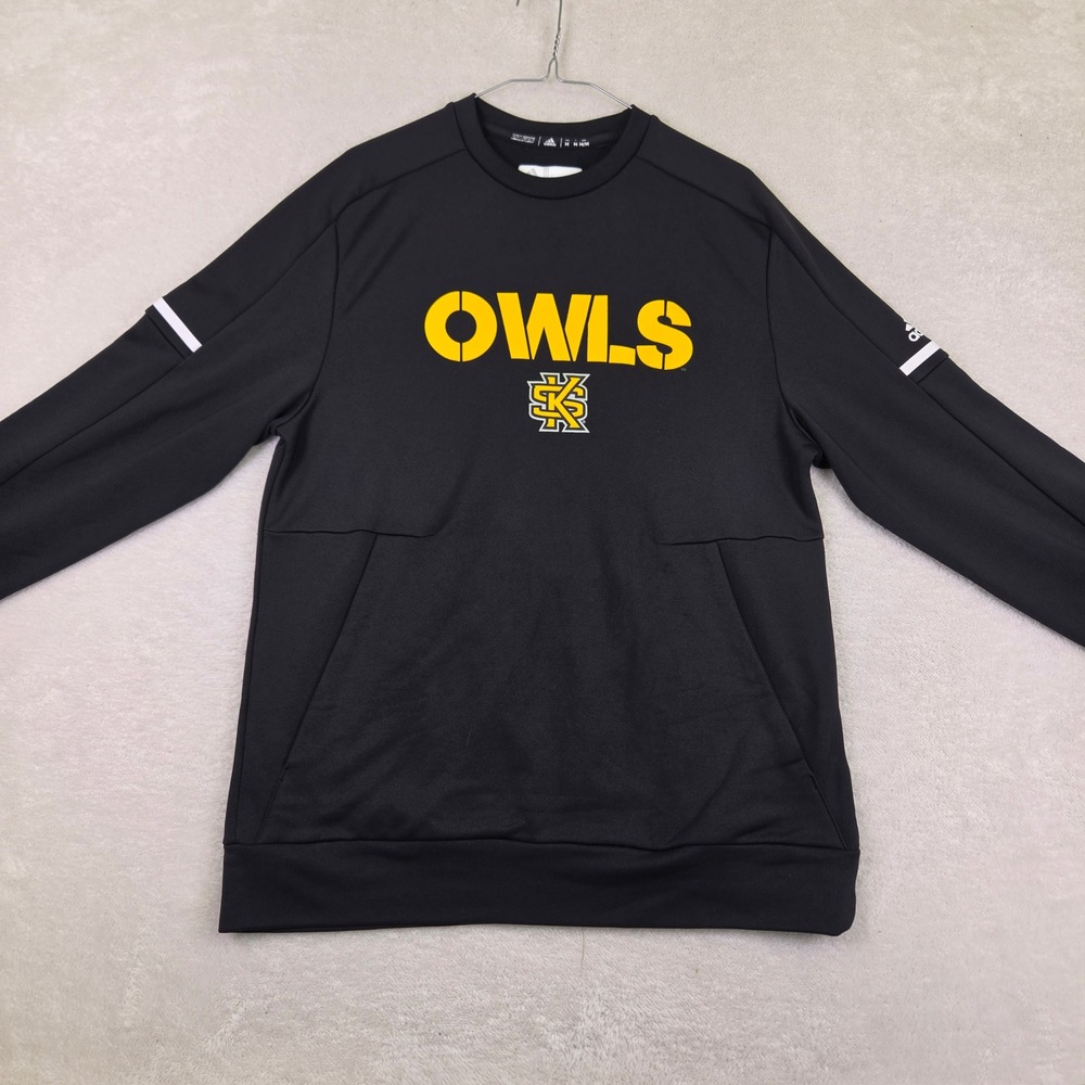 Adidas Kennesaw State KSU Owls Climawarm Sweatshirt Black Yellow Mens Medium
